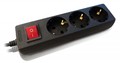 Удлинитель универсальный PC PET 3м 3 розетки чёрный AP02001K-3-BK