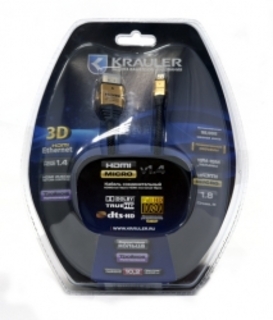 Кабель KRAULER HDMI-micro. 24GOLD 1.8m блистер
