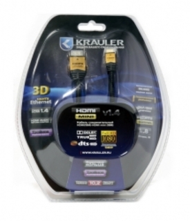 Кабель KRAULER HDMI-mini. 24GOLD 1.8m блистер