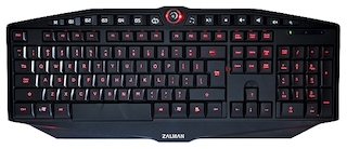 Клавиатура Zalman ZM-K400G, игровая с двойной подсветкой, 5 игровых и 7 мультим. клавиш, встроенный микроконтр., лазерное нанесение букв, черная, USB