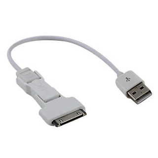 Кабель MiniUSB + Micro USB + Apple 30pin 3 in 1 white