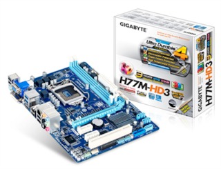 Материнская плата Gigabyte GA-H77M-HD3 Soc-1155 iH77 DDR3 mATX AC'97 8Ch GbLAN SATA3 VGA+DVI+HDMI