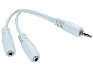 Кабель аудио разветвитель сигнала Gembird CCA-415W, джек3.5->2х джек3.5 10см