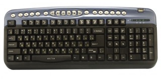 Клавиатура Oklick 330M Black/blue mmedia (PS/2+USB)+ USB порт