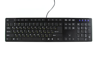 Клавиатура BTC 6390U-BL USB, черная, ультратонкая, 4 доп.клавиш, с ножничным механизмом клавиш