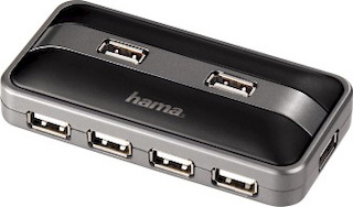 Хаб USB Hama H-78483 Концентратор USB 2.0 активный 1:7 черный/антрацит