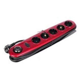 Сетевой фильтр Hama H-108807 Spirit 5 розеток 1.5 м черный/красный