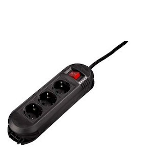 Удлинитель Hama H-108888 сет.Colour on/off 3 р."защ. от дет."хран. для кабеля 3м 3x1.5 кв.мм черный