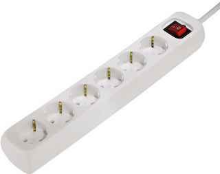 Удлинитель Hama H-30533 сет.с выкл.6 р. "защита от детей" 3.0 м 3500 Вт 230В/50Гц/16А 3х1.5 кв.мм