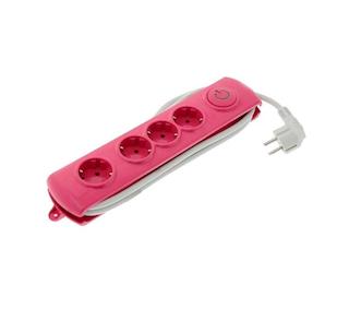 Удлинитель Hama H-47765 сетевой с выключателем 4 розетки 1.4 м "защита от детей" розовый