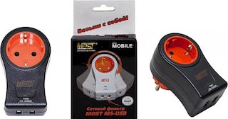 Сетевой фильтр Most MS-USB (1 розетка) черный