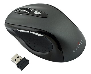 Беспроводная мышь Oklick 404MW darkgrey/black cordless Laser (800/1600dpi) USB Nano Receiver 4-way scroll