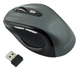 Беспроводная мышь Oklick 404MW Lightgrey/black cordless Laser (800/1600dpi) USB Nano Receiver 4-way scroll