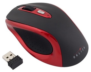 Беспроводная мышь Oklick 404MW Lite red/black cordless Optical (800/1600dpi) USB Nano Receiver