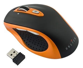 Беспроводная мышь Oklick 404SW black/orange cordless Laser (800/1600dpi) USB Nano Receiver 4-way scroll