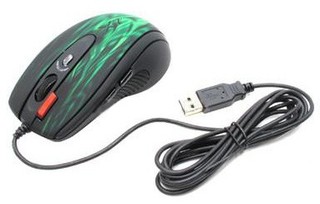 Мышь A4Tech XL-750BK Green Fire Wired Oscar Editor USB Laser