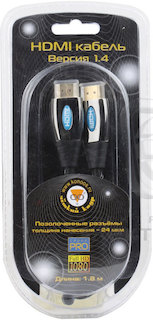 Кабель Konoos HDMI KCP-HDMI-1.8, 1.8м, v1.4, 19M/19M, металл, позол.разъемы, экран, армирующая сетка, блистер