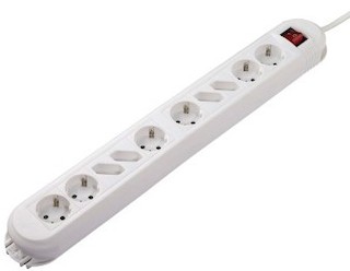 Сетевой удлинитель Hama Colour 1,5м (10розеток) white с выключателем/"защита от детей" (H-108867)