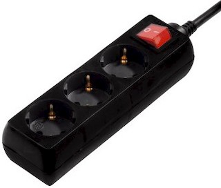 Сетевой удлинитель Hama H-108816 3м (3розетки) black с выключателем/"защита от детей"