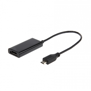 Кабель HDTV адаптер Gembird/Cablexpert A-MHL-002, microUSB->HDMI, 5pin->19pin, пакет
