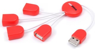 Хаб USB "Quarta" модель NDH - 621R 4 разъема USB , розового  цвета