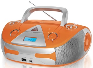 Аудиомагнитола BBK BX325U оранжевый/серебристый