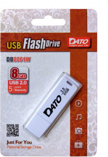 Флеш Диск USB 2.0 8Gb Dato DB8001 DB8001W-08G белый