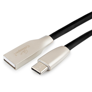 Кабель USB 2.0 Cablexpert CC-G-USBC01Bk-1M, AM/Type-C, серия Gold, длина 1м, черный, блистер