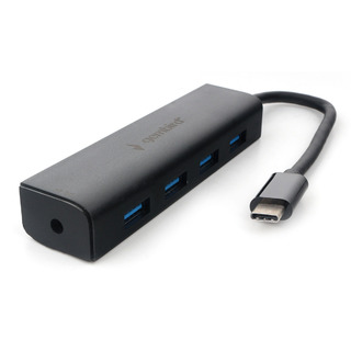 Хаб USB 3.0 Gembird UHB-C364 4порта кабель 15см Type-C с доп питанием блистер