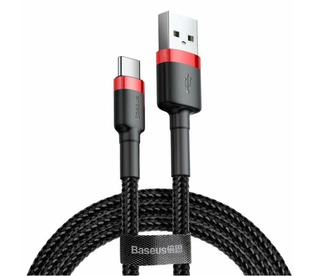 Кабель Baseus Cafule Cable USB - Type-C 3A, 1 м, черный+красный (CATKLF-B91)