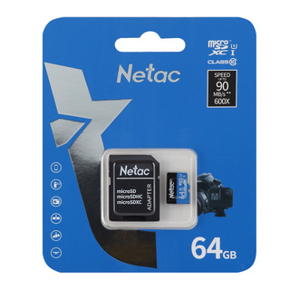 Флеш карта microSDXC 64Gb Netac NT02P500STN-064G-S P500 + adapter