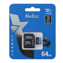 Флеш карта microSDXC 64Gb Netac NT02P500STN-064G-S P500 + adapter