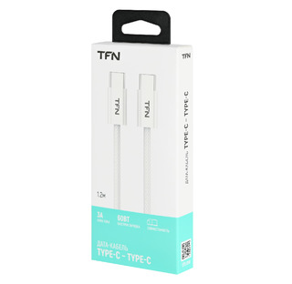 Кабель TFN TypeC/TypeC 60W 1.2m White (TFN-C-IP-CC12M-WH)